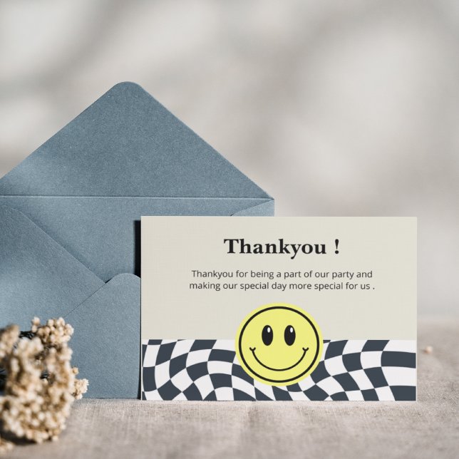 Retro Black and White Checkered pattern  Thank You Card (Creator Uploaded)