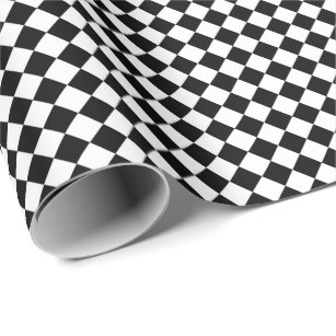 Striple Double Wavy Checks Black and White Gift Wrap – My Darlin