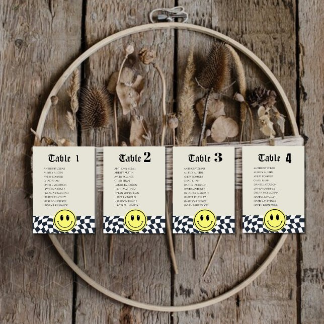 Retro black and white checkered table number chart (Creator Uploaded)