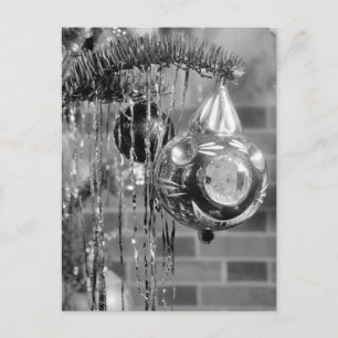 Retro Black and White Christmas Tree Photograph Holiday Postcard