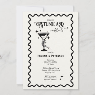 Retro Black and White Costumes and cocktails Party Invitation