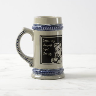 Retro black and white design with the phrase “Coff Beer Stein