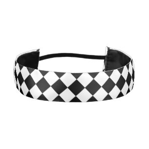 Retro Black And White Diamond Pattern Headband