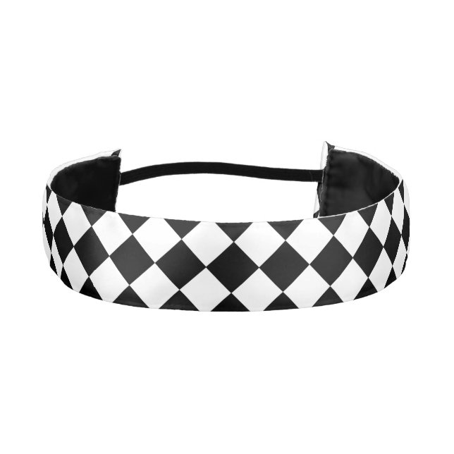 Retro Black And White Diamond Pattern Headband (Front)