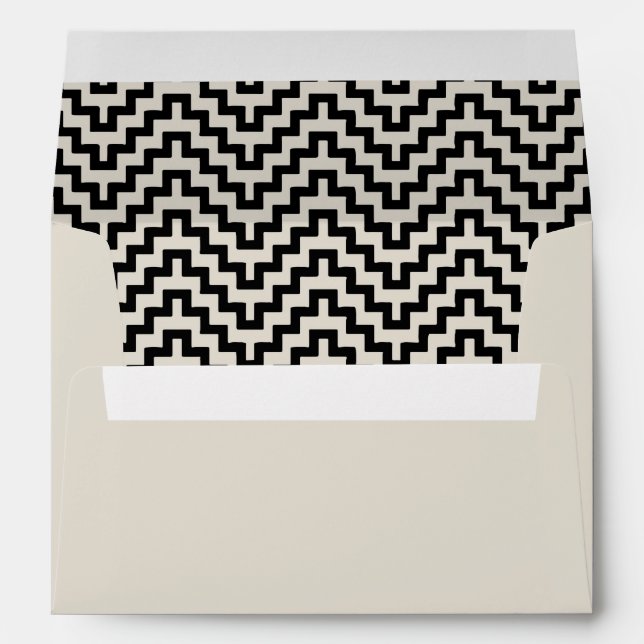 Retro Black and White Elegant Pattern Matching Envelope (Back (Bottom))