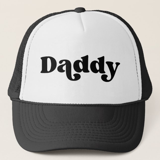 Retro Black and White Father American Daddy Trucker Hat (Front)