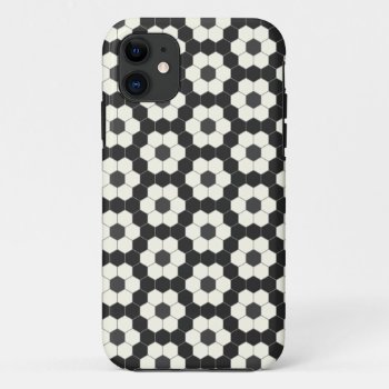 Retro Black And White Geometric Hexagon Tile   Iphone 11 Case by LEAFandLAKE at Zazzle