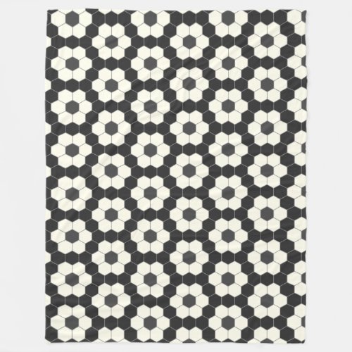 Retro Black and White Geometric Hexagon Tile  Fleece Blanket