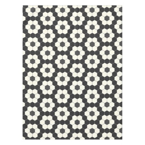 Retro Black and White Geometric Hexagon Tile   Tablecloth