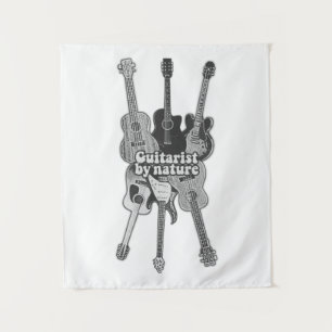 Retro black and white guitars for guitarists tapestry