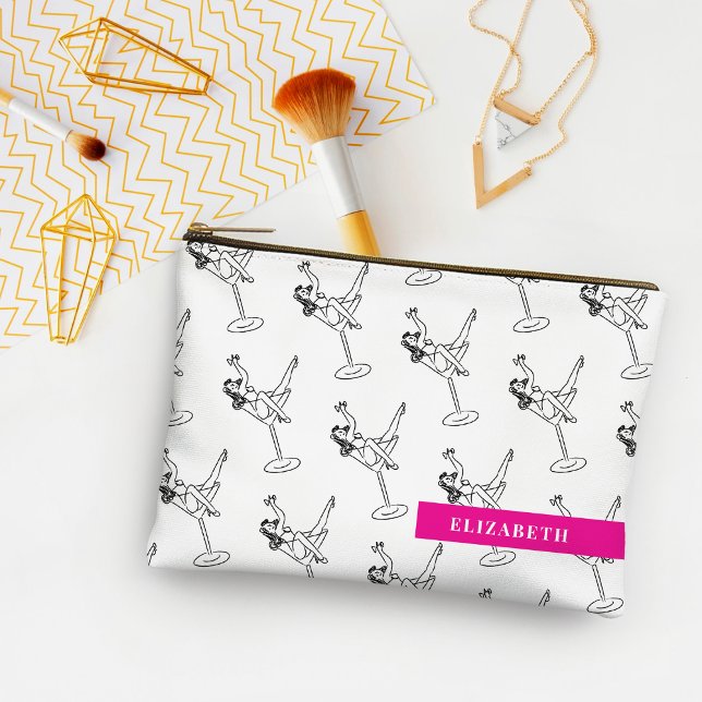 Retro Black and White Martini Glass Personalized   Accessory Pouch (Creator Uploaded)