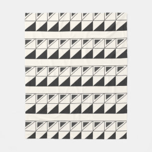 Retro Black and White Mid Mod Geometric Pattern Fleece Blanket