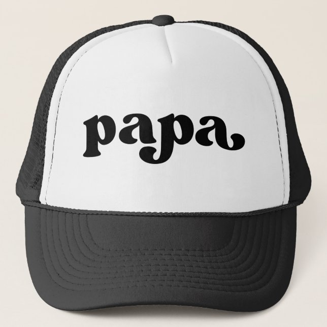 Retro Black and White Papa Trucker Hat (Front)