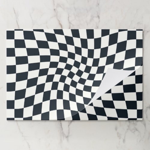 Retro Black And White Pastel Warped Checkerboard  Paper Pad