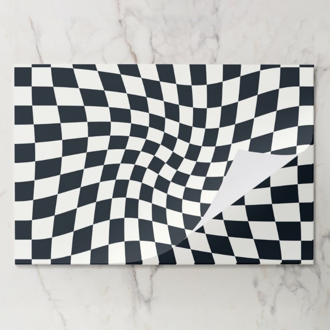 Retro Black And White Pastel Warped Checkerboard  Paper Pad (Folded)