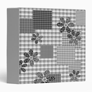 Retro black and white patchwork rustic pattern 3 ring binder