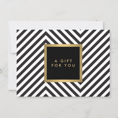 Retro Black and White Pattern Glam Gold Gift Cert Personalized Invitation