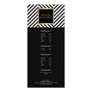 Retro Black and White Pattern Glam Gold Name Logo Rack Card