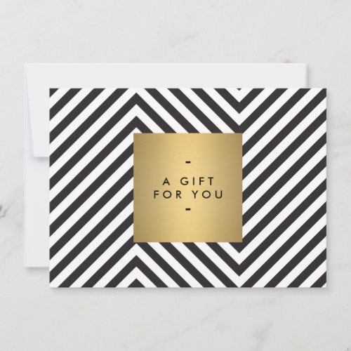 Retro Black and White Pattern Gold Name Gift Cert Custom Invitations
