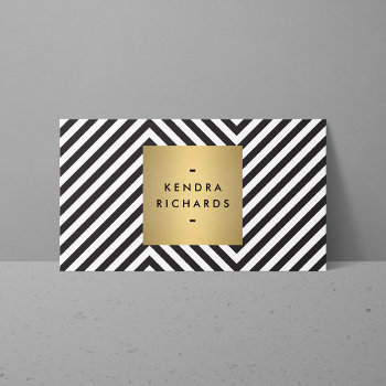 Retro Black And White Pattern Gold Name Logo Business Card by 1201am at Zazzle
