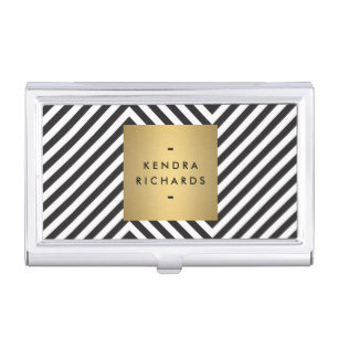 Retro Black and White Pattern Gold Name Logo Case