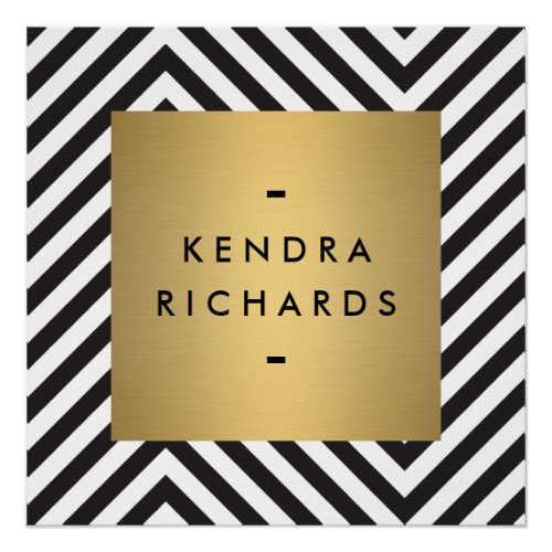 Retro Black and White Pattern Gold Name Logo Poster