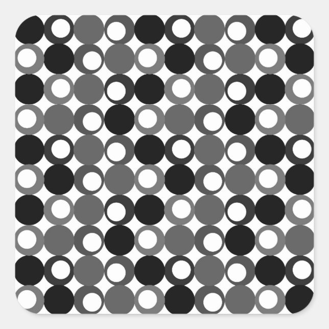 Retro Black and White Pattern Square Sticker (Front)