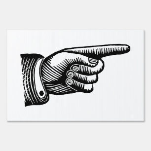 Retro Black and White Pointing Finger Sign