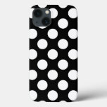 Retro Black And White Polka Dot Iphone 13 Case at Zazzle