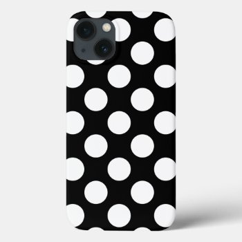 Retro Black And White Polka Dot Iphone 13 Case by cliffviewcases at Zazzle