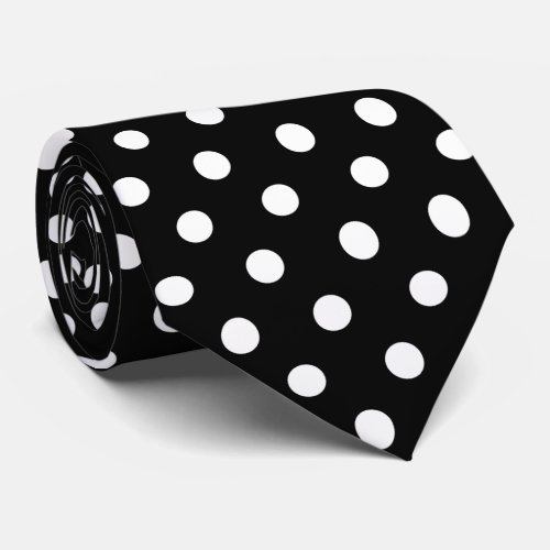 Retro black and white polka dot neck tie