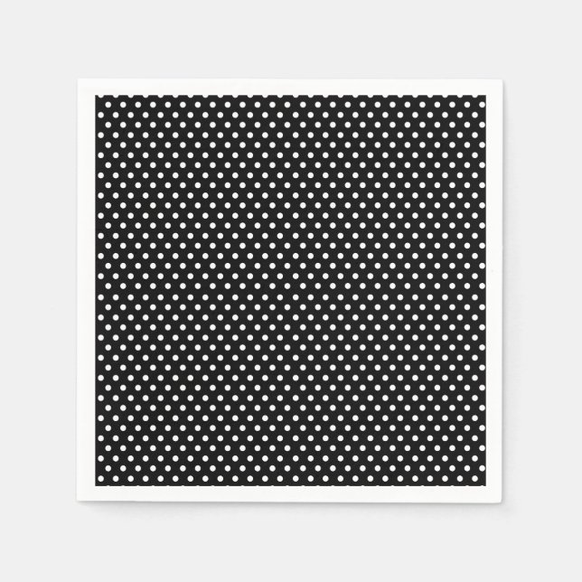 Retro black and white polka dot paper napkins (Front)