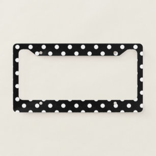Retro Black and White Polka Dot Pattern License Plate Frame