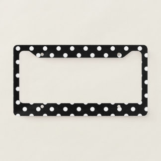 Retro Black and White Polka Dot Pattern License Plate Frame