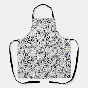 Retro black and white polka dots with stars apron