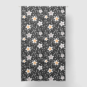 Retro black and white polka dots with stars  blackout curtains