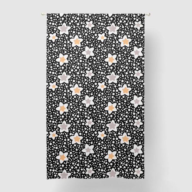 Retro black and white polka dots with stars  blackout curtains (Front)