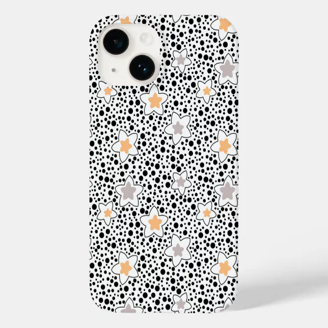 Phone Cover Rfa Retro black and white polka dots with stars Case-Mate iPhone case | Zazzle