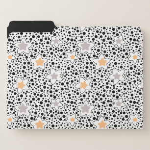 Retro black and white polka dots with stars file folder