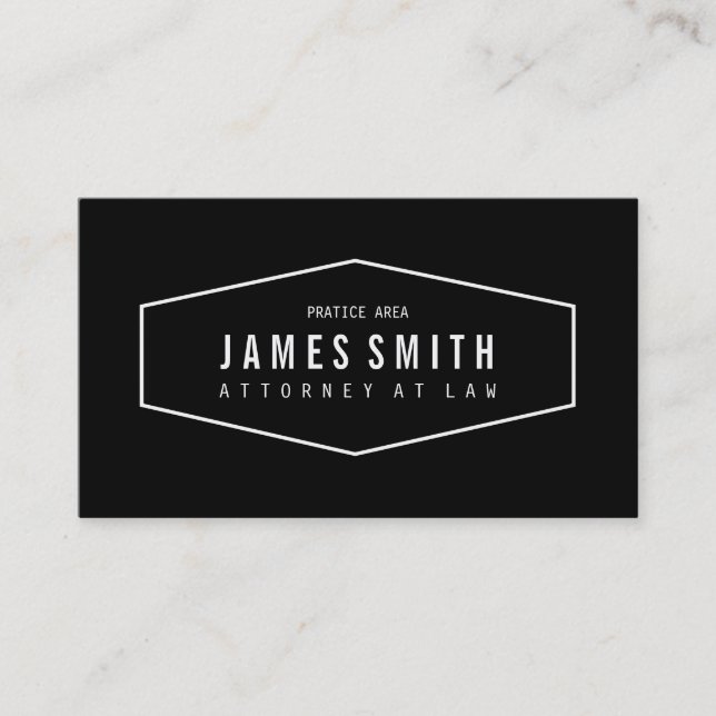 Retro Black and White Professional Attorney Business Card (Front)
