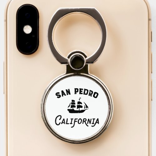 Retro Black and White San Pedro Ship Phone Ring Stand