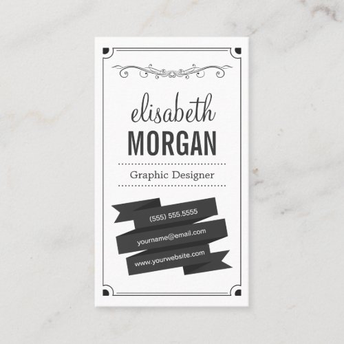 Retro Black and White - Simple Personal Contact Business Card Templates