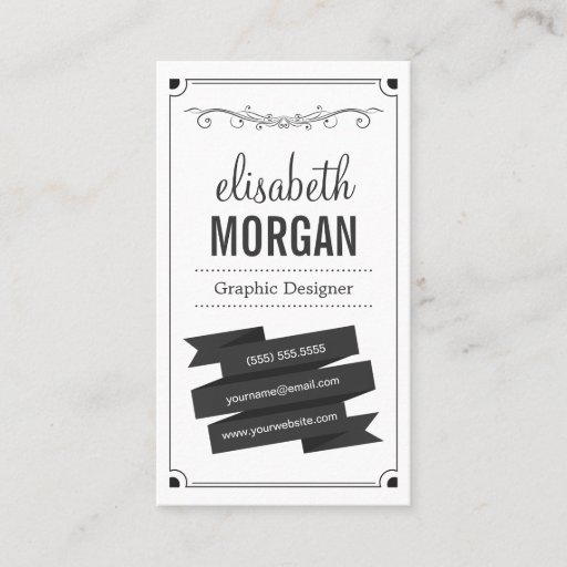 Customizable Retro Black and White - Simple Personal Contact Business Card Templates