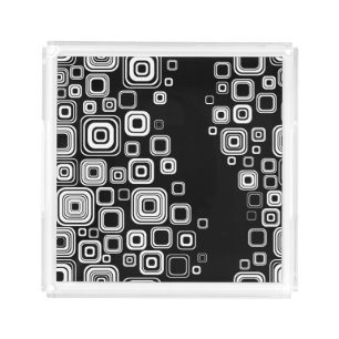 Retro black and white squares acrylic tray