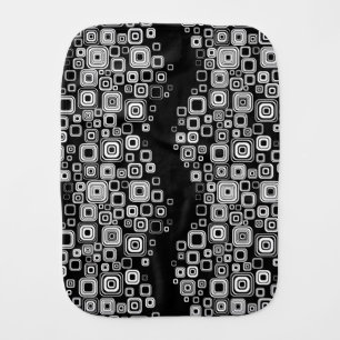 Retro black and white squares baby burp cloth