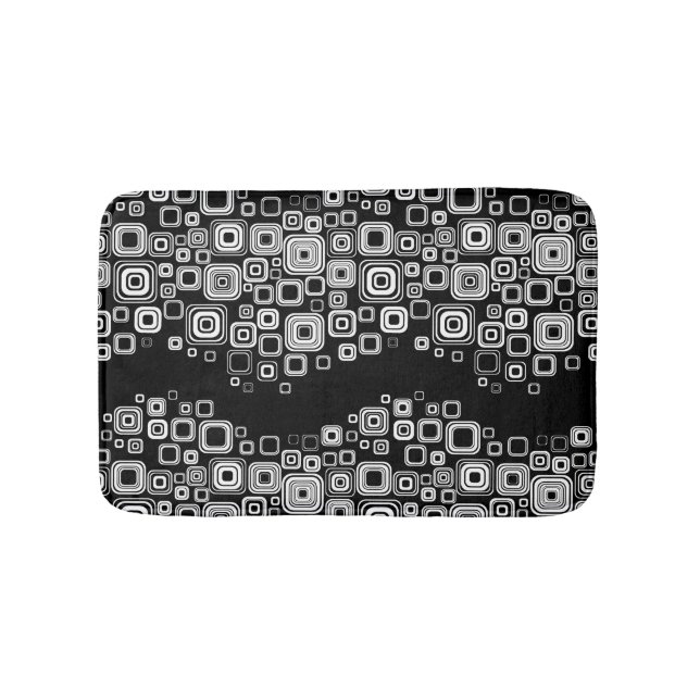Retro black and white squares bath mat (Front)