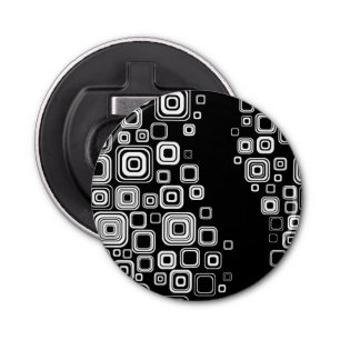 Retro black and white squares bottle opener