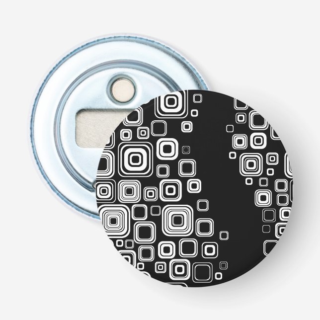 Retro black and white squares bottle opener (Front)