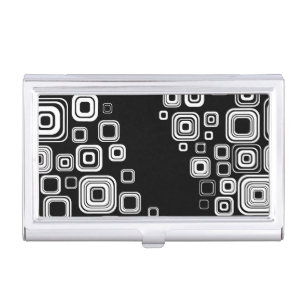 Retro black and white squares business card holder