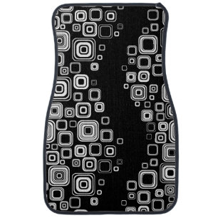 Retro black and white squares car mat